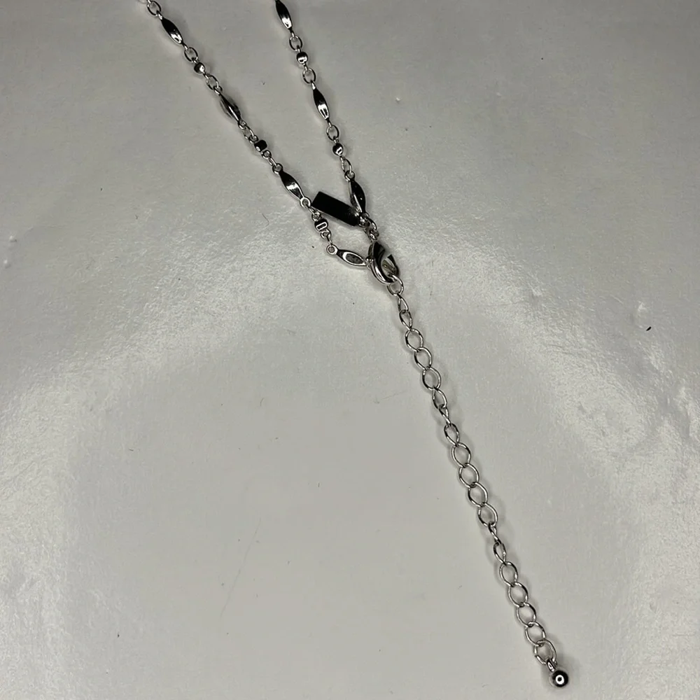 Lane Bryant long lightweight polished silver metal chain necklace